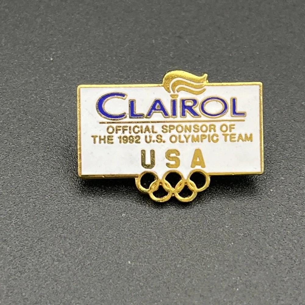 Vintage 1992 Barcelona Summer Olympics Clairol Team USA Sponsor Lapel Hat Pin‎